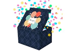 FETTIPOP Scatola Regalo DIY, Scatola per Regalo Esplosiva Coriandoli (Blu notte) 18,5 x 14 x 11 cm, Sorpresa Confezione Scatola Regalo Amore Lui Lei Auguri Anniversario Compleanno