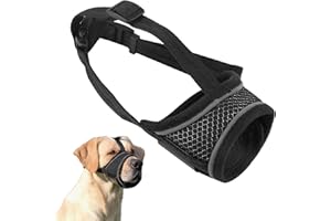 EXIN DEHCEN Museruola In Nylon per Cani, Regolabile Museruola per Cani Museruola A Rete Morbida con Velcro, Favorisce Lo Sbadiglio E L'Abbeveraggio, Impedisce L'Abbaio, lo Strappo E Il Mordicchiamento (L)