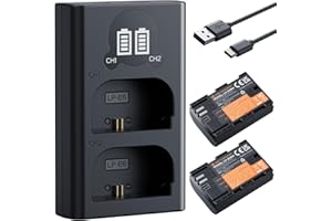 K&F Concept LP-E6NH Batterie 2600mAh Haute Capacité Double Fentes Écran LCD Chargeur Compatible avec Canon EOS R7 R6 R5 5D Mark II/III/IV 6D 6D Mark II 7D II 90D 80D 70D Caméras