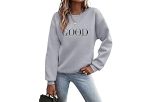 Minetom Pullover Damen Sweatshirt Briefe Drucken Langarm Rundhals Pulli Herbst Winter Frauen Buchstaben Druck Locker Casual Oberteil Sport Streetwear Sweatshirts ohne Kapuze Bluse Tops