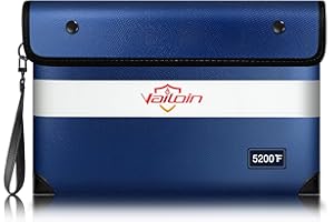 ‎VAILOIN Vailoin 5200℉ Feuerfeste Tasche mit Reißverschluss,(28x19cm) Dokumententasche Feuerfest Wasserdicht,Geldtaschen Banktasche,Dokumentenkoffer Aktentasche für A5 Dokumente,Passport(Blau)
