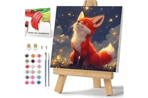Daisen Art Fuchs Malen Nach Zahlen Kinder Ab 7, Fuchs Malen Nach Zahlen Mit Rahmen Und Staffelei, Paint by Numbers Tiere Für Geschenk Und Home Decor 20x20cm