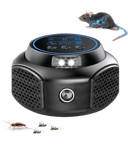 Répulsif Ultrasons Souris Et Rongeurs 360° - 3 Modes Avec 12 Lumières Stroboscopiques, 300 M²