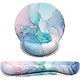 Dapesuom Keyboard Wrist Rest and Mouse Pad with Wrist Support, Memory Foam Wrist Rests for Keyboard and Mouse Set, Ergonomic Wrist Pad with Non Slip Base for Easy Typing & Pain Relief, Blue Marble