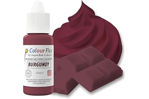 SUGARFLAIR COLOURS Sugarflair Colourflex Burgundy, Rosso, Colorante Alimentare a Base di Olio, Colorante per Crema al Burro, Ganache, Cioccolato, Pasta di Zucchero e Meringa Svizzera - 15 ml