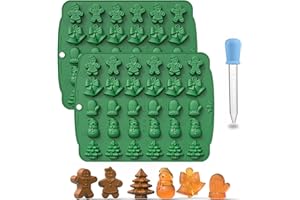 Gfamous 2pezzi Stampo natalizio per cioccolatini,Stampo per cioccolato di Natale,Stampi di cioccolato di Natale,per cioccolatini di Natale, muffin, caramelle, cupcake, fondente (Verde)