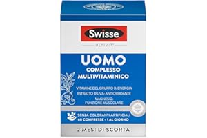 SWISSE Ultivit - Multivitaminico Uomo con Vitamina C D e Zinco per Supporto Sistema Immunitario Adulti, Integratori con Magnesio Biotina e Ferro per Metabolismo Energetico, Made in Italy, 60 Compresse
