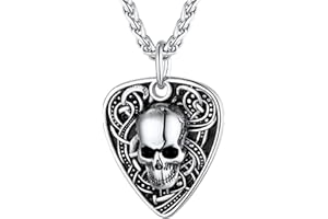 U7 Collar Colgante de Púa de Guitarra para Hombre 8 Estilos de Música Plectro Collar con Guitarra Collar de Acero para Hombre Collar Niño Rapero Guitarristas de Rock