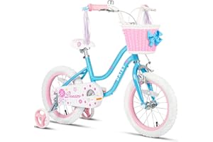 Glerc Bicicleta para niños de 12/14/16 pulgadas para niñas de 2 a 7 años con cesta, serpentinas, ruedas de apoyo y campana