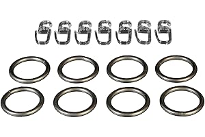 Liedeco Gardinenringe für Gardinenstangen mit FLH Landhaus, ø16mm, 8 Stk chrom matt