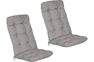 ‎BEAUTISSU Beautissu 2er Set Hochlehner Auflagen 120x50x8cm - Sitzpolster Set für Gartenstühle Outdoor Stuhlkissen hoch – Gartenstuhlauflage für Hochlehner in Hellgrau - Flair HL