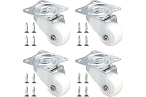 BUYSOW Set di 4 Ruote per Mobili, 25mm 360 Gradi Ruota Piroettanti con Viti Portata Max 35kg, Gomma Ruote Piccole per Mobili de Bianco, Ridurre il Rumore di Rotolamento per Pavimenti in Legno e Piastrelle