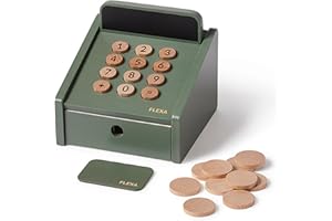 FLEXA Cash Register | Cash Register Shop Kids Set of 12 Pieces | Development Montessori Toy for Boys & Girls