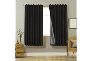 Joydeco 100% Rideau Occultant 2 Pièces, Lin Rideau Thermique Isolant Anti Froid et Chaleur Texturé Opaque avec Galon Fronceur Isolation Lumiere Anti Bruit UV Decoration Chambre Maison Salon Intérieurs