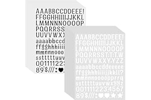 GREVOSEA 15 Blatt White Letter Stickers Buchstaben Zahlen Aufkleber Kit Buchstaben Aufkleber Selbstklebend Wasserfeste Vinyl Alphabet Nummer Sticker für Scrapbook Grußkarte Aufkleben zur Dekoration