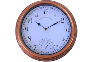 HH Home Hut Outdoor Garden Wall Clock Thermometer And Humidity Meter Ornament Weather Resistant 31cm