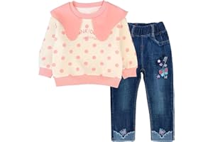 Peacolate 2-7T Spring Fall Little Girls 2pcs Clothing Set T Shirt and Jeans