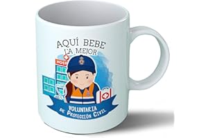 Planetacase Taza Aquí Bebe la Mejor voluntaria de Protección Civil del Mundo Regalo Original Ceramica 330 mL