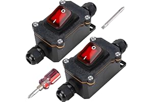 Lot av 2 vattentäta linjebrytare 12 V 20 A, 12 V Vattentät IP67 Med skruvmejsel, 12 V DPST 4 stift, Kabelbrytare, Vattentät l