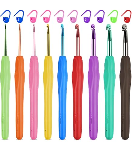 Mango Ergonómico Boye Para Ganchillo - Aluminio, Adaptable De Talla B A K (2,25 A 6,5 Mm) | Incluye 8 Arandelas