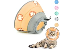 Supet Collare regolabile per gatto, collare morbido Cone dopo operazione e lesioni, per cuccioli, cani di piccola taglia e gatti (arancione, M)