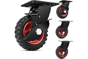 W B D WEIBIDA 125mm Roulettes en Caoutchouc Plein pour Charges Lourdes, Roulettes Pivotantes à 360 avec Treads Anti-Dérapants, Roues pour Utilisation Médicale et Industrielle, Capacité de Charge 500kg