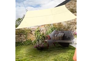 GREEN BAY Greenbay Rectangle Anti-UV Sun Shade Sail Outdoor Patio Party Sunscreen Canopy Sunsail 4x3m Cream