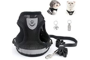 BOJLY Pettorina Gatto Guinzaglio per Gatti, Leggero e Traspirante, con Pendenti e per Gatti Bell for Dogs and Cats, S