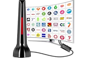 DTB TECH Antenas de TV para Canales Locales, Antena TV 4K 1080p Interior, Antena omnidireccional con una Base magnética Fuerte，fácil de Instalar(Rojo)
