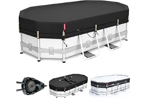 QH.HOME Vinter ovalt poolöverdrag för 2025 x 35 cm Bestway/Intex/Coleman-ram, oval pool, [2025 uppgraderat slitstarkt tyg hål