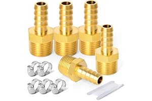 ERGAOBOY 5 Piezas 12mm OD púa a 1/2" BSP Conectores Macho, Conexiones de compresión de Manguera de latón
