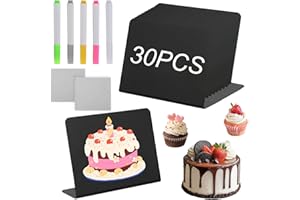 DRUUZYL Piccola Lavagna 30 Pezzi Lavagnette Cancellabili Segnaposto per Buffet 10x7.5cm Lavagnetta da Tavolo in Forma di L con Penna e Panno Mini Lavagna per Cartellini Prezzi Ristorazione e Buffet