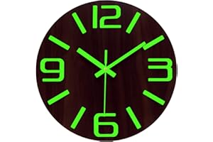 Plumeet Orologio da Parete Luminoso - 30cm Orologio in Legno Silenzioso con luminescenza - Grande Orologio da Parete Decorativa per la Cucina, Ufficio, Camera da Letto (Numeri 3D)