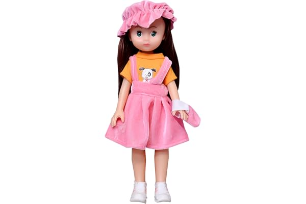 BKDT Marketing Cute Gorgeous Girl Doll Toy with Moveable Arms and Legs with Beautiful Dress, Hairs, Cap, Shoes (Alice Doll with Pink Frock)-Festival Gifts,Diwali Gift