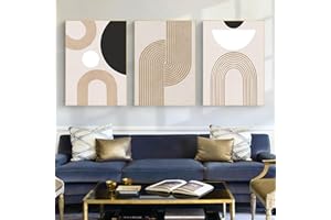 JNAOZI Tableau abstrait et géométrique, art botanique abstrait, décoration intérieure, sans cadre (40 x 60 cm x 3, images-2)