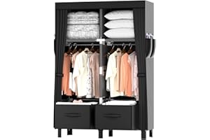 LOEFME Armadietto da 16 mm, tubi verniciati a spruzzo, armadio in tessuto con scatola portaoggetti, gambe nere e gambe alte, facile da montare (nero)