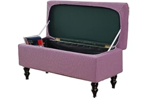 JHLD Rettangolare Copri Pouf Elasticizzato, Copri Poggiapiedi Morbido Rimovibili e Lavabili Copertura dell'Ottomano Elastico Fodera per Pouf Per Gatti Cani -Viola chiaro-medio