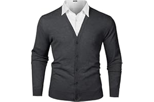 iClosam Cardigan Uomo Cotone Classics Collo A V Casual Maglioni Manica Lunga Maglieria Maglione Pullover Coat