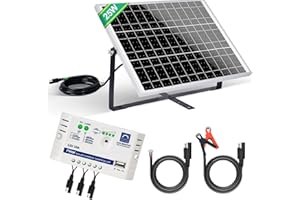 ECO-WORTHY 25W 12V Monokristallines Solarmodul Solarpanel Kit: 25W Solarpanel + Verstellbare Halterung + SAE-Anschlusskabel +10A Laderegler für Auto RV Marine Boot