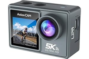 Lipa AT-M40R 5K Action Kamera IPS Wifi - Action Kamera wasserdicht - IMX Sensor - 21 Zubehör- 5K Auflösung - Dual Screen - Mic Anschluss USB - SD bis zu 256 GB - Fernbedienung -4K 60 FPS - EIS