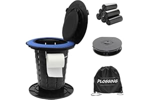 PLOGGING WC portátil，150kg Baño Portátil para Acampar,WC Portatil Camping Inodoro con 6 Bolsas de Basura，Bolsa de Almacenamiento，Camper Caravana Retrete para Adultos Mayores para Barbacoa,Pesca
