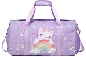 Kimwadalh Borse Sportive per Bambini Ragazze Borsa Sport Bambina Borsone da Viaggio Ragazza con Tracolla,Unicorno Borse per Danza, Balletto, Ginnastica