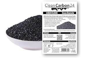 CLEAN CARBON 24 POWERED BY CLEAN PROCESS Granulés de Charbon Actif 0,6 à 2,36 mm, en Coquille de Noix de Coco pour Le Traitement de l'eau 5 litres Liqui-Clean
