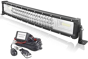 AUXTINGS Curvo 56 cm Barra de luz led, 270W Barras Luminosas led y 12V estroboscópica Kit de cableado para Off Road camión Coche SUV 4x4,Foco Inundación Combinado 6000K lámpara de conducción