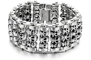 COOLSTEELANDBEYOND Wytrzymały i wytrzymały męski łańcuszek ze stali nierdzewnej, łańcuszek motocyklowy z czaszką, polerowany, jeden rozmiar, stal nierdzewna, metal, nie dotyczy, One Size, Stal