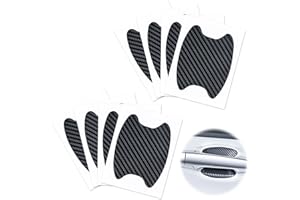 DINSONG Car Door Handle Protectors Film Set, 8 Pieces Carbon Fiber Car Door Handle Recesses Cup Protector Stickers, Universal 3D Car Handle Recess Protection Cover Guard Film Stickers (Black)