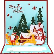 Asmallgf Weihnachts-Pop-Up-Karte – Mit Weihnachtsbaum & Schneemann, Handgefertigt, Inkl. Umschlag