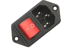 Yctze 1st IEC 320 C14 AC -nätsladd Inloppsuttag med Vippbrytare 250V10A, Röd Effektiv och Krafthantering
