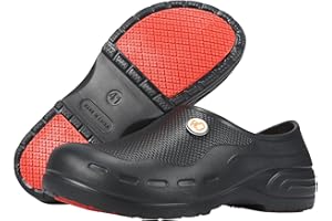 SPONGENT Men's and Women's Chef Shoes Slip-Resistant Work Shoes - Nursing - Kitchen Shoes Black UK5.5-10