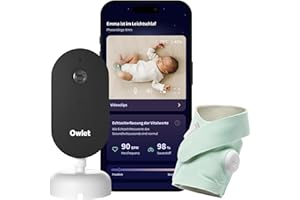 Owlet Dream Duo – Smart Baby Monitor mit Dream Sock® Sensor, präzise Puls- & Sauerstoffmessung, 2K HD Kamera, Schlafanalyse, WLAN & App-Steuerung für sicheres Baby-Monitoring, Mint